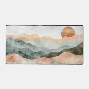 Minimalistische, erdige Aquarell-Gebirgslandschaft Schreibtischunterlage