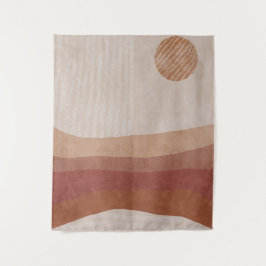 Minimalistische, erdige Töne Abstrakte Landschaft Wandteppich