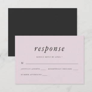 Minimalistische Erröten und Graue Hochzeitsreaktio RSVP Karte