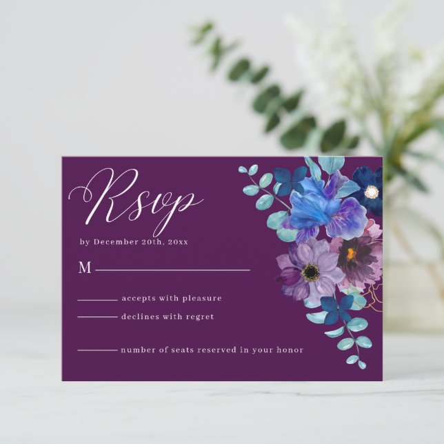 Minimalistische Eukalyptus-Blätter Grüne Hochzeit RSVP Karte (Stehend Vorderseite)