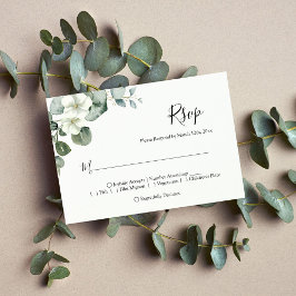 Minimalistische Eukalyptus-Blätter Grüne Hochzeit RSVP Karte