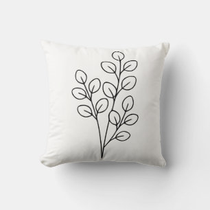 Minimalistische Eukalyptus-Botanik-Linienkunst Kissen