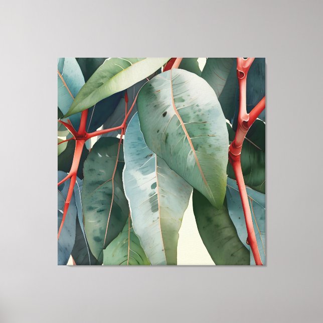 Minimalistische Eukalyptus Botanische Kunst Leinwanddruck (Vorderseite)