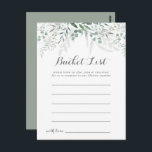 Minimalistische Eukalyptus-Bucketkarten Postkarte<br><div class="desc">Die Eimerkarte aus der grünen Ekalyptusliste ist der perfekte Ort für einen rustikalen Hochzeitsempfang oder ein Brautparty. Das Design zeichnet sich durch Aquarellfarben elegante grüne Eukalyptus-Blätter aus. Das Schild der Schaufelliste wird separat verkauft.</div>