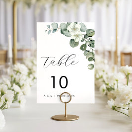 Minimalistische Eukalyptus Floral Wedding Tischnummer