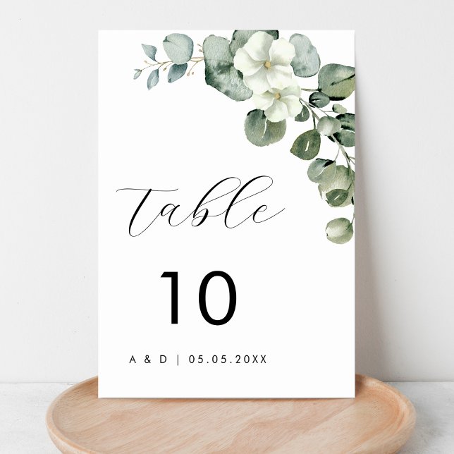 Minimalistische Eukalyptus Floral Wedding Tischnummer (Von Creator hochgeladen)