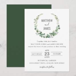 Minimalistische Eukalyptus Greenery Gay Wedding Einladung