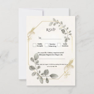 Minimalistische Eukalyptus-Hochzeit RSVP Karte
