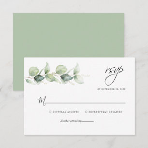 Minimalistische Eukalyptus-Hochzeit RSVP Karte