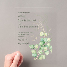 Minimalistische Eukalyptus-Hochzeitsacryl-Einladun Acryleinladungen