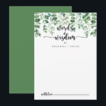 Minimalistische Eukalyptus-Hochzeitwörter der Weis Hinweiskarte<br><div class="desc">Diese minimalistisch eukalyptus Hochzeitsworte der Weisheitsratenkarte ist perfekt für eine rustikale Hochzeit. Das Design ist mit handgemalten Aquarellgrün Eukalyptus,  inspirierend natürliche Schönheit. Diese Karten sind ideal für Hochzeiten,  Brautparty,  Babydusche,  Graduiertenfest u.v.m. Personalisieren Sie die Karten mit den Namen der Braut und Bräutigam,  den Eltern,  die Sie werden oder Absolvent.</div>