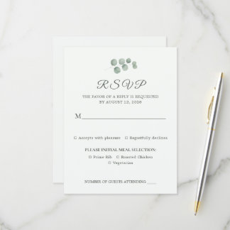 Minimalistische Eukalyptus-Sage-Grün-Hochzeits-RSV RSVP Karte