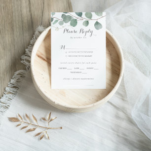 Minimalistische Eukalyptus Wedding Menü UAWG RSVP Karte