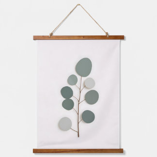 Minimalistische Eukalyptus Zweig Minimalistisches  Wandteppich Mit Holzrahmen