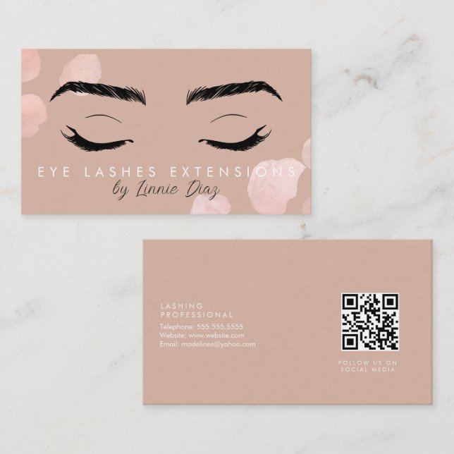 Minimalistische Eyelashes Extensions Salon Pink B Visitenkarte (Vorne/Hinten)