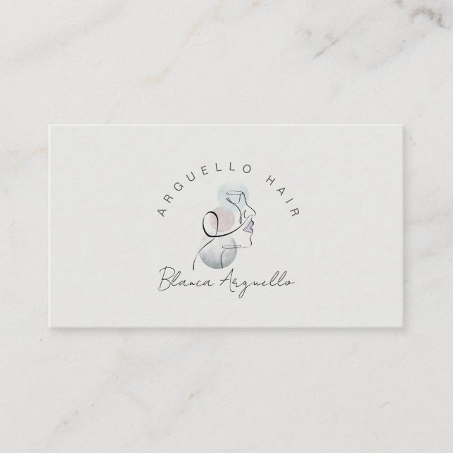 Minimalistische Face Beauty Logo Hair Stylist Visitenkarte (Vorderseite)