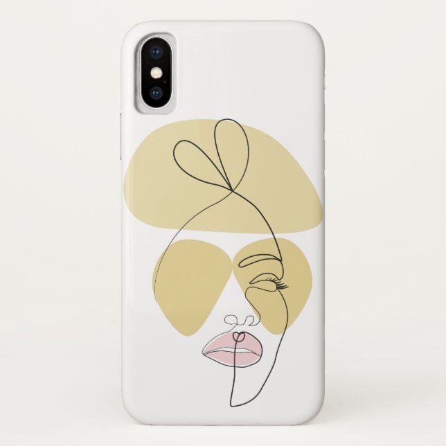 Minimalistische Face Line Art Case-Mate iPhone Hülle (Rückseite)