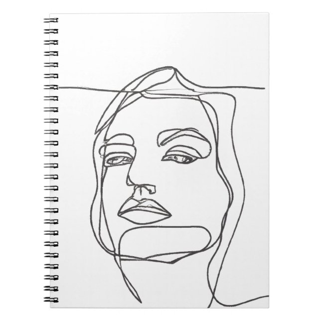 Minimalistische Face Line Art Notebook Notizblock (Vorderseite)