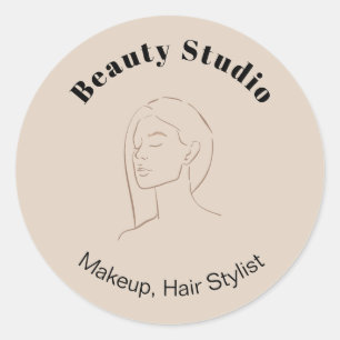 Minimalistische Face Logo Haare Schönheit Make-Neu Runder Aufkleber