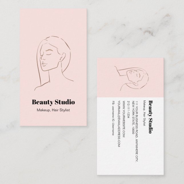 Minimalistische Face Logo Haare Schönheit Makeup P Visitenkarte (Vorne/Hinten)