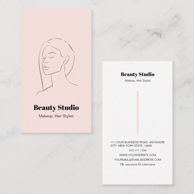 Minimalistische Face Logo Haare Schönheit Makeup P Visitenkarte (Vorne/Hinten)