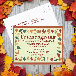 Minimalistische Fall Friendsgiving Custom Postcard Feiertagspostkarte