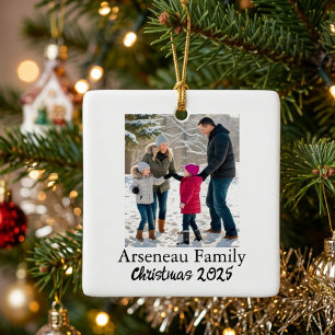 Minimalistische Familienfotos Personalisieren Keramikornament