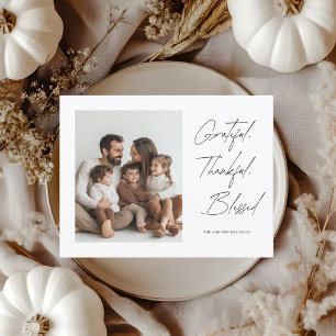 Minimalistische Familienfotos zum Erntedankfest Postkarte