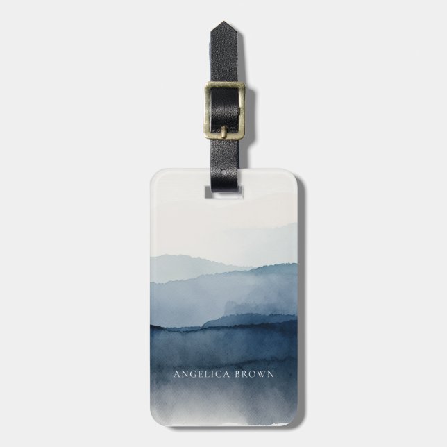 Minimalistische Farbe Gepäckanhänger mit Ledergurt (Vorderseite vertikal)