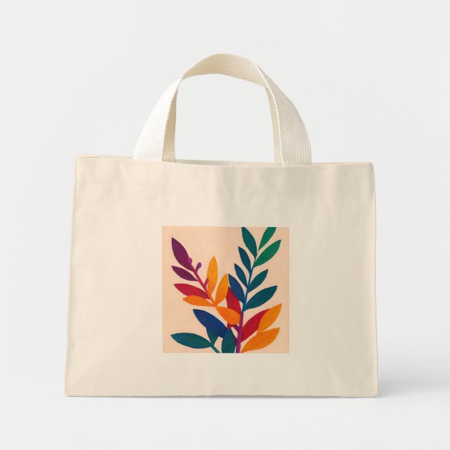 Minimalistische farbige Blätter Kleine Tasche (Vorne)