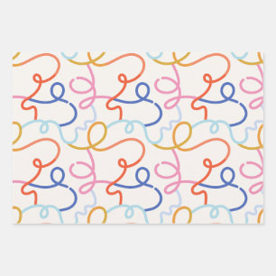 Minimalistische farbige Linienstriche Geschenkpapier Set
