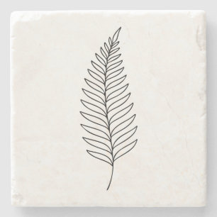 Minimalistische Farnblatt-Botanik-Linienkunst Steinuntersetzer