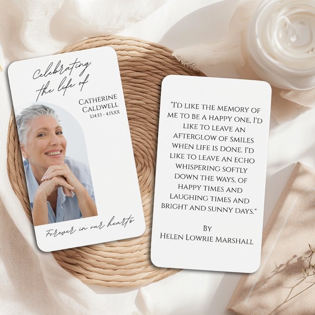 Minimalistische Feier der Foto-Gebetskarte (Minimalist Celebrating the Life Photo Prayer Card
)