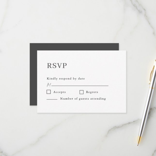 Minimalistische feierliche Hochzeit RSVP Karte (Vorderseite/Rückseite Beispiel)