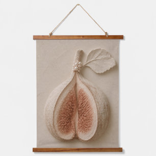 Minimalistische Feigen-Botanik-Wandkunst Wandteppich Mit Holzrahmen