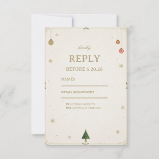 Minimalistische Festliche Goldene Wintereinfachhei RSVP Karte