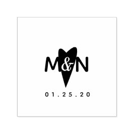 Minimalistische fette Herzklopfe Name Hochzeitslog Permastempel