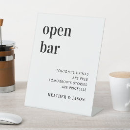 Minimalistische fette Hochzeit Open Bar Sign Sockelschild