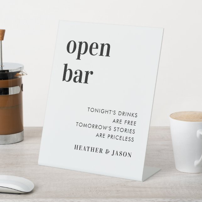 Minimalistische fette Hochzeit Open Bar Sign Sockelschild (In SItu)