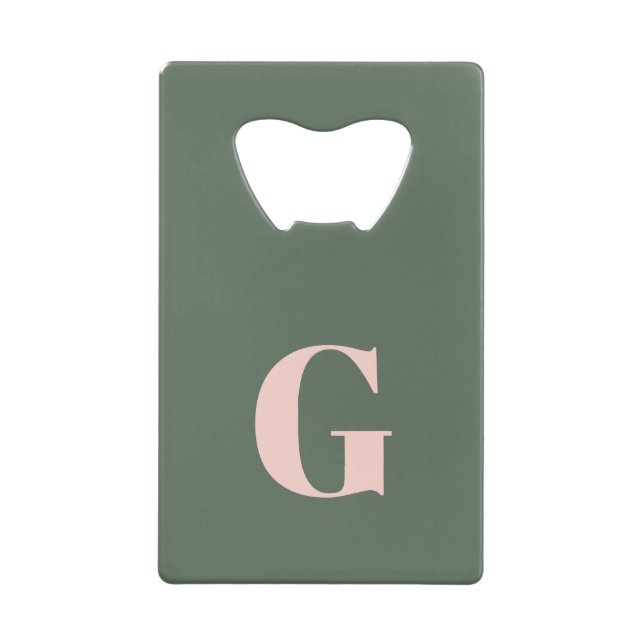 Minimalistische fette Monogramm in Rosa und Grün Geldbeutel Flaschenöffner (Vorderseite)