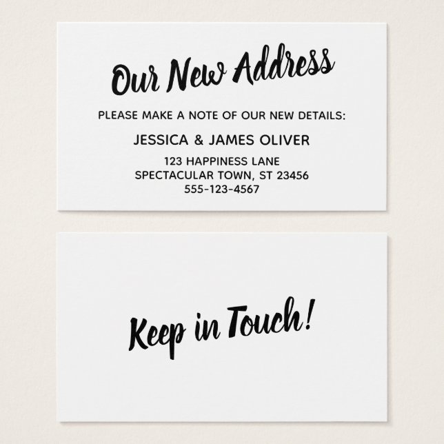 Minimalistische, fette Typografie Unsere neue Adre (Vorne & Hinten)