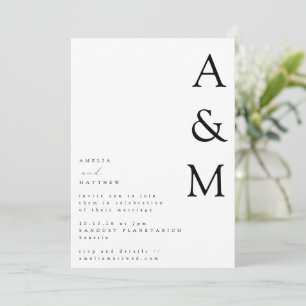 Minimalistische fette White Monogram Typografy Wed Einladung