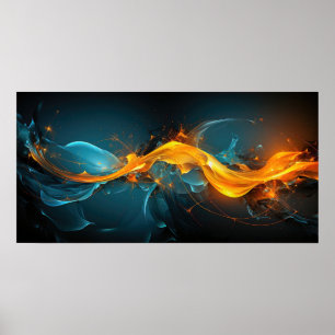 Minimalistische Feuerwasserenergie Moderne Kunst Poster