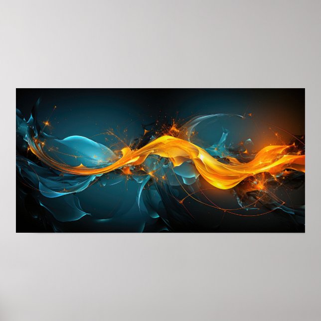 Minimalistische Feuerwasserenergie Moderne Kunst Poster (Vorne)