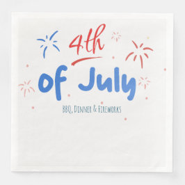 Minimalistische Fireworks mit Text vom 4. Juli Serviette