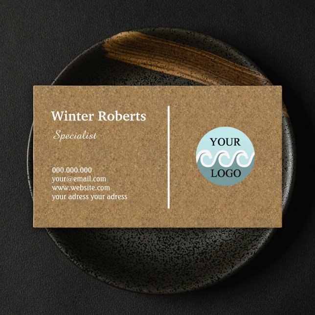 Minimalistische Firmenkarte aus Kraftkornholz Visitenkarte (Chic design, kraft business card, business card with logo)