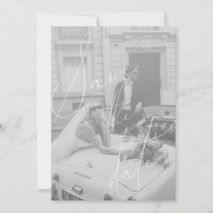 Minimalistische flache Save-the-Date-Karte mit ein Einladung
