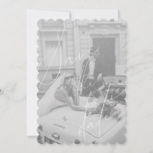 Minimalistische flache Save-the-Date-Karte mit Skr Einladung