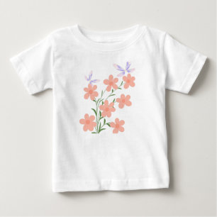 Minimalistische, flache Vektor-Pfirsichblüten-Sprü Baby T-shirt