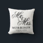 Minimalistische flämische Elegant Script Mr. and M Kissen<br><div class="desc">Flämisch Minimalistisches,  elegantes Script Mr. und Mrs. Throw Pillow. Das ist ein einfaches und minimalistisches Design-Kissen mit einem eleganten,  maßgeschneiderten Skript,  können Sie Familienname und Hochzeitstag,  festes Jahr,  etc. hinzufügen. Dies ist ein perfektes Geschenk für Neuvermählte neue Zuhause.</div>